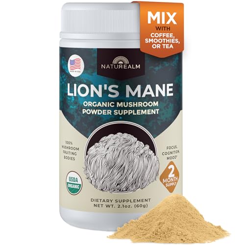 Naturealm Lion's Mane Mushroom Powder - Organic Cognitive Support