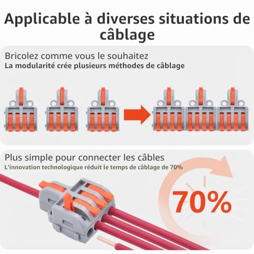 XALXMAW 14 Pièces Connecteurs électriques avec levier, 1 Entrée 4 Sortie, Terminal de Connexion Automatique Compact Avec Levier, Librement Combiné – vue 2