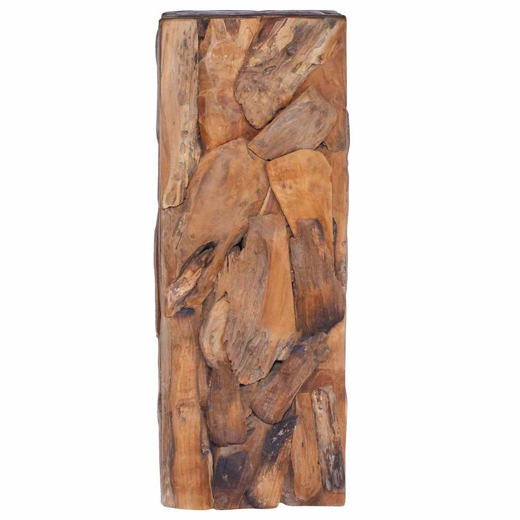 Tavolino in legno massello di teak 30 x 30 x 80 cm, realizzato a mano,