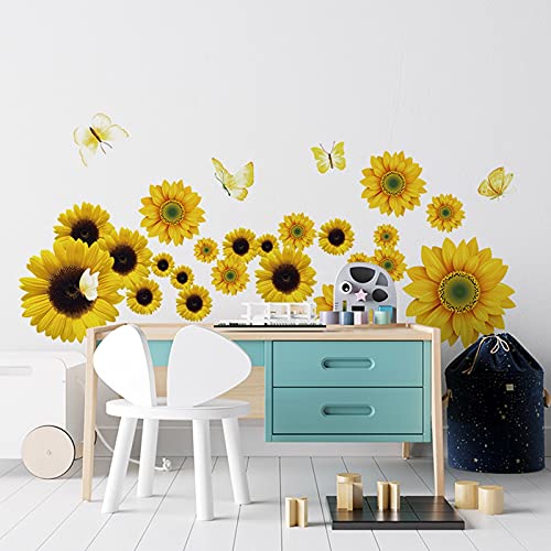 PINTUTU Stickers Muraux Autocollants de tournesol Convient aux filles et aux enfants Autocollant Mural, Home Decor Chambre Salon Bureau DéCoration Murale Cover