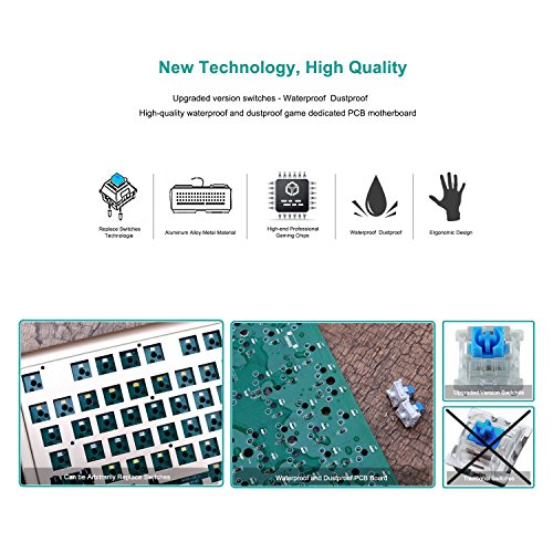 RGB Mechanical Gaming Keyboard, E-Element Z-77 Programable RGB Backlit, Blue Switches,Water Resistant, 87 Keys Anti-Ghosting for Mac PC, White - Thumbnail 5