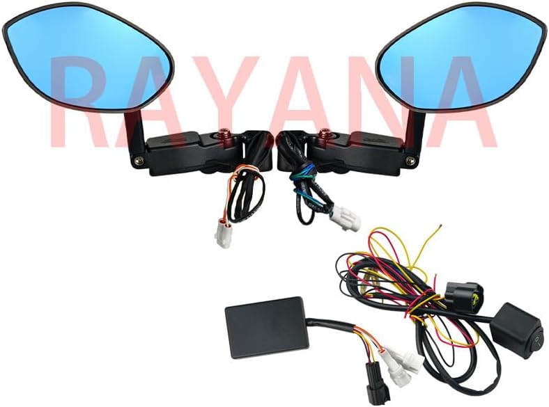 RAYANA Electric Folding Rearview Mirror Aluminum Alloy for Motorcycle Scooter ATV