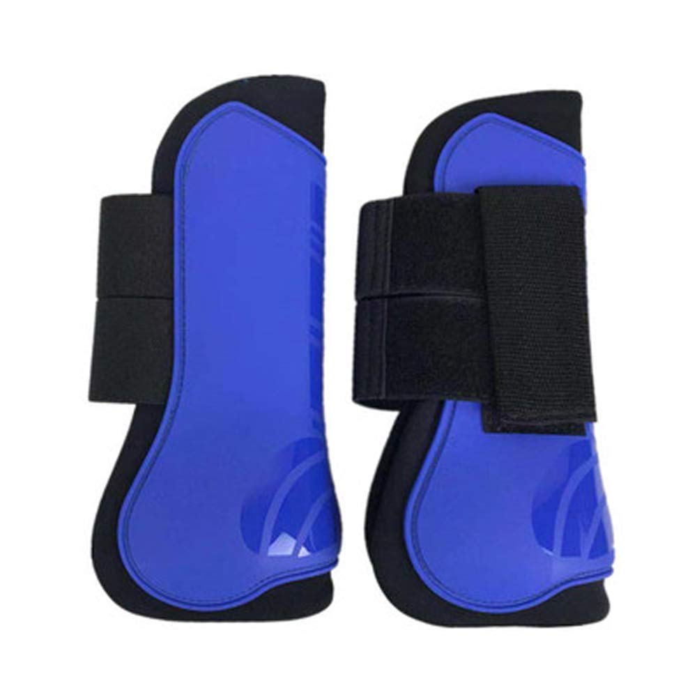 UNISTRENGH Horse Care Boots Open Front Jumping Tendon and Hind Fetlock Horse Secure Leg Protection Boots Lightweight Tough Dressage Horse Riding Equestrian Equipment (Blue (2*Front Boots))