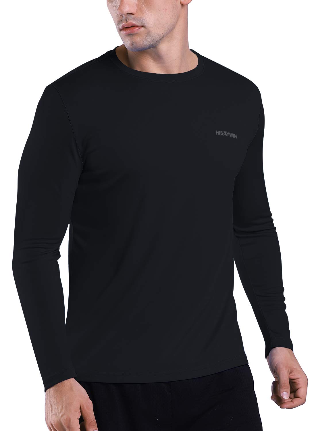 HISKYWIN Men's Long Sleeve Shirts Lightweight UPF 50+ Sun Protection SPF Outdoor T-Shirts Fishing Hiking Running Tee Tops