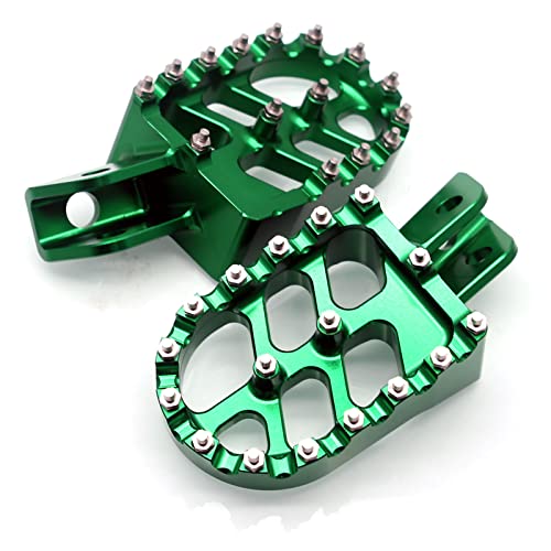 Image of MZS Dirt Bike Foot Pegs Compatible with KLX110 2002-2024 / KLX110L 2010, CNC Motocross Footpeg MX Footrest Rest Pedal Green