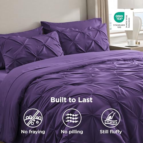 Image of Bedsure Twin XL Comforter Set Purple - Dorm Room Essentials, Extra Long Twin XL Bedding Set with Sheets, All Season Down Alternative Comforter with Sheets, Pillowcase & Sham