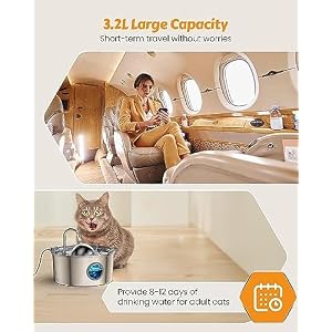 AONBOY Cat Water Fountain with Water Level Window, 108oz/3.2L Cat Fountain Stainless Steel, 6Filters + 3Sponge Filters, Faucet Shape Dog Water Fountain, Double Noise Reduction Design, Multi Filtration AONBOY Cat Water Fountain with Water Level Window, 108oz/3.2L Cat Fountain Stainless Steel, 6Filters + 3Sponge Filters, Faucet Shape Dog Water Fountain, Double Noise Reduction Design, Multi Filtration