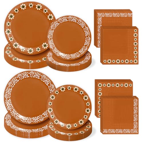 Cielito Lindo 72 PCS Plates Platos de Barro Party Tableware Set Serves 24 - Paper Plates & Napkins for Mexican Fiesta Cinco de Mayo Baby Shower & Traditional Celebrations