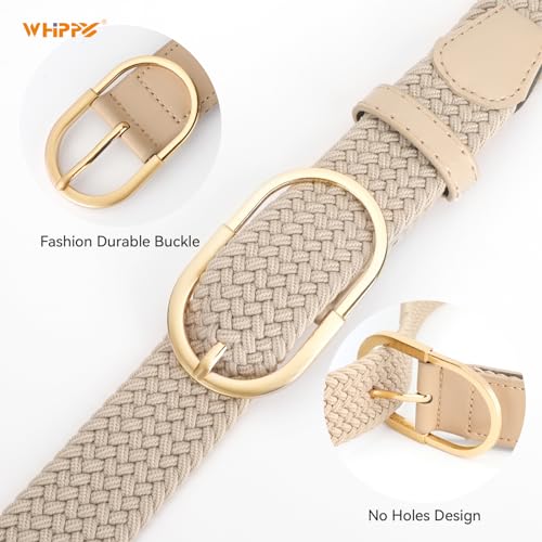 WHIPPY Braided Woven Stretch Belt Women Men Web Casual Unisex Mixed Color Woven Elastic Golf Belts for Jeans Pants3