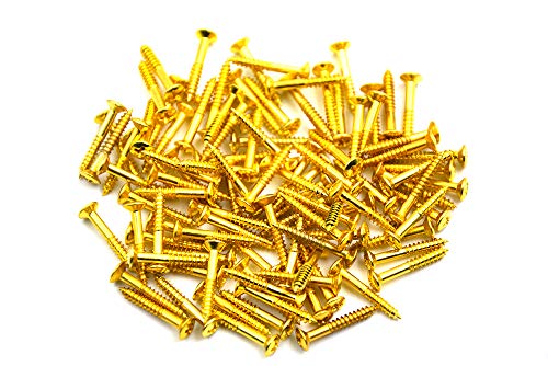 200本入ハムバッカーピックアップ取り付けリングフレーム用ビス サイズ 2.5×18mmエレキギター取り付ビス (ゴールド)