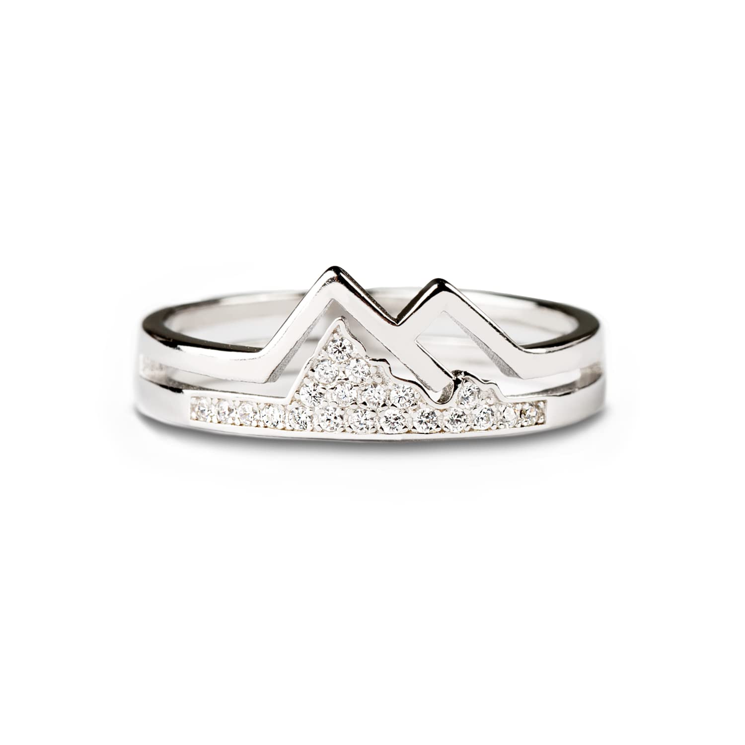 STORYJEWELLERY Mountain Ring, Western Rings for Women, 925 Sterling Silver Faith Ring, Silver Statement Rings, Christmas Gifts for Women