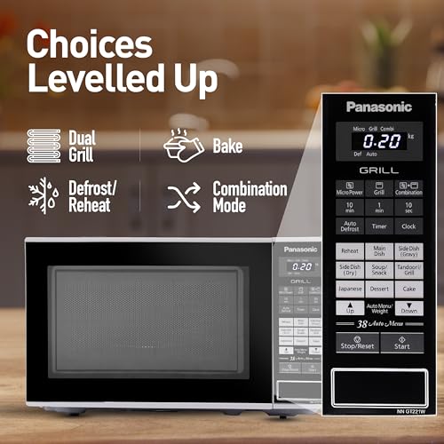 Image of Panasonic 20L Grill Microwave Oven(NN-GT221WFDG,White, 38 Auto Cook Menus )