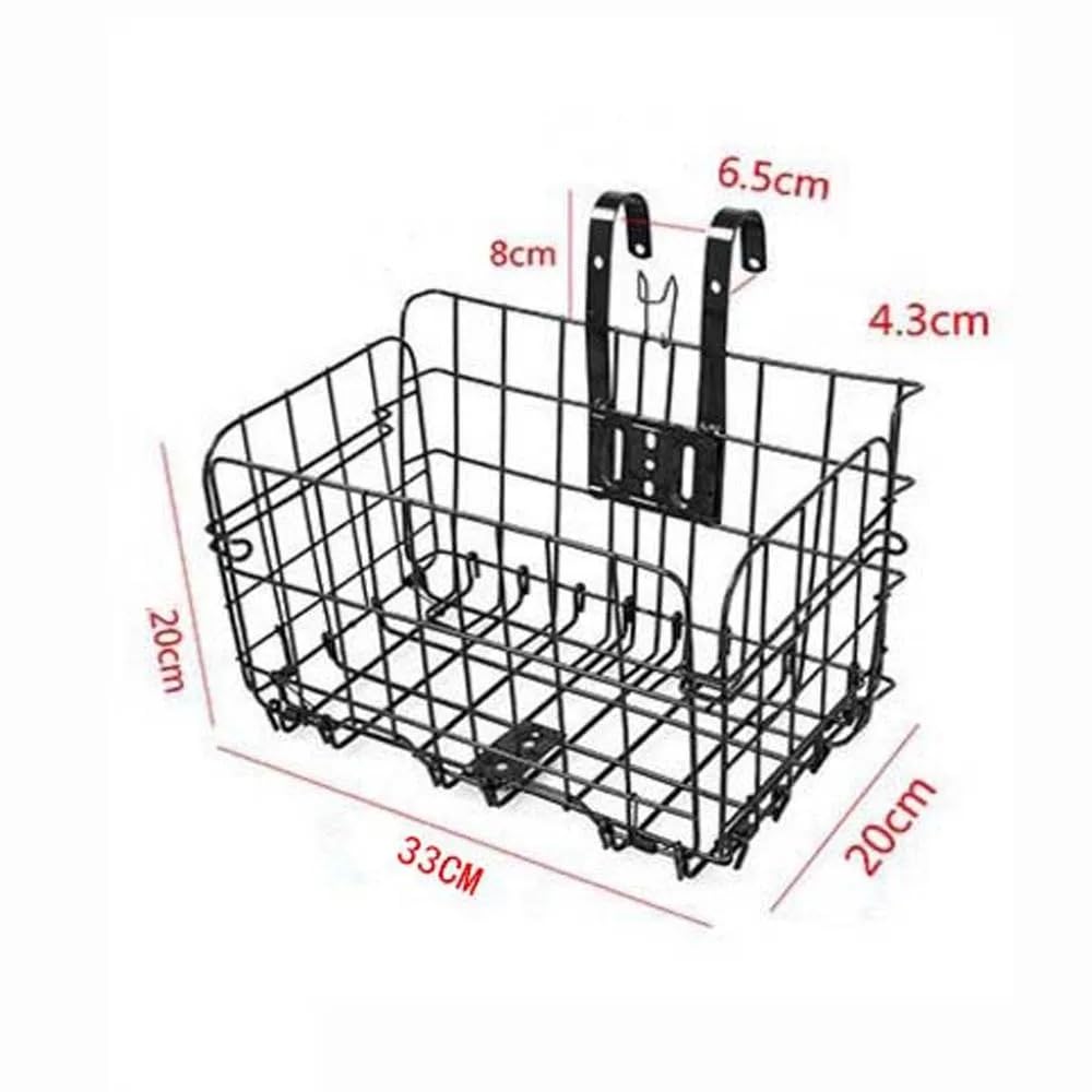 Panier arrière de vélo pliable en fil d'acier, noir, rangement