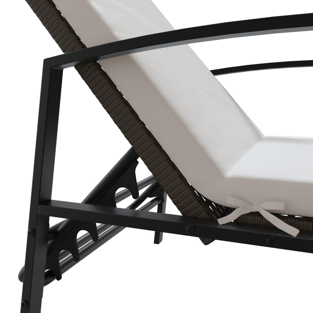 vidaXL Lettini Prendisole 2 pz con Tavolo in Polyrattan Marrone