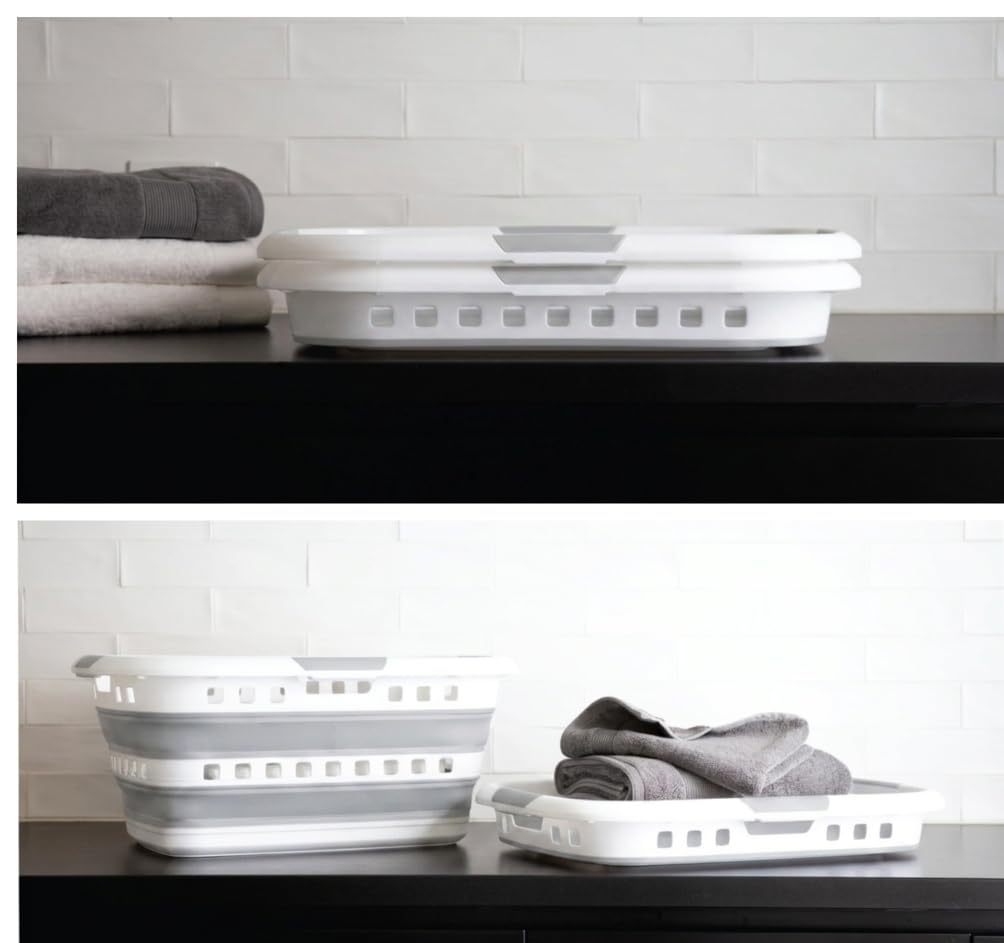Cesto de Ropa Plegable 45L, Gran Capacidad, Diseño Compacto y Resistente para Casa, Dormitorio y Lavandería-Ovalado 45L