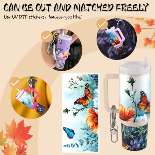 50% Off Mini UV DTF Keychain Wraps - 8 Flower Transfers for DIY Crafts - Image 5