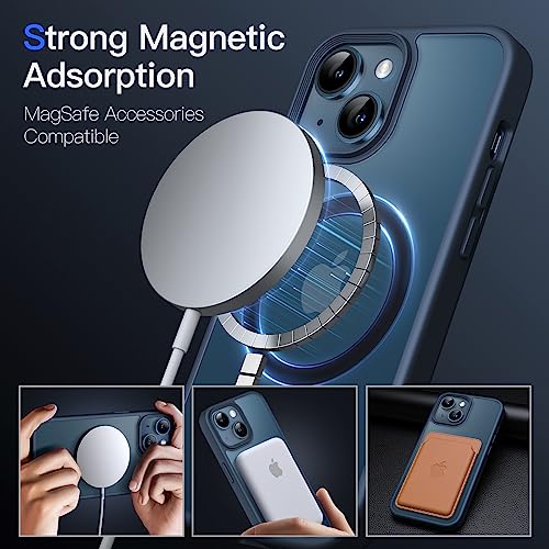 Image of JETech Magnetic Cover Case for iPhone 13 6.1-Inch Compatible with MagSafe, Translucent Matte Back Slim Shockproof Phone Cover (Storm Blue)