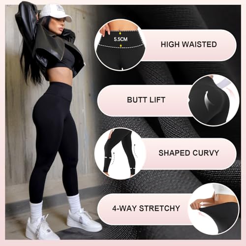 3 Pack High Waisted Leggings for Women- Full Length Capri Black Buttery Soft Tummy Control Yoga Pants for Workout Athletic2
