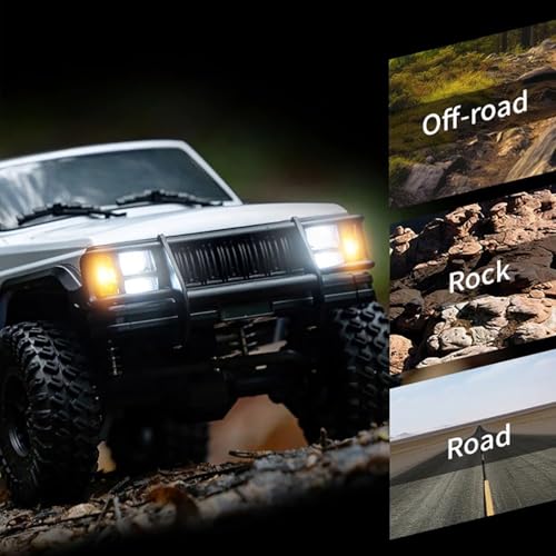 Image of KIZJORYA 1 /18 Four Wheel Drive Remote Control Rock Crawler 8562-C8809 Rc Multi-Terrain Off Road Car 3Speed Motor Esc Servo Light System Battery (White)
