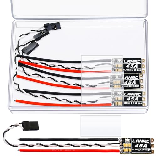 HNYYZL 4Pcs 45A ESC 2-6S Brushless ESC Lipo BLHeli_S Brushless Electronic Speed Controller 45A RGB LED Damped Light Support D-Shot 150/300/600 for RC FPV Quadcopter