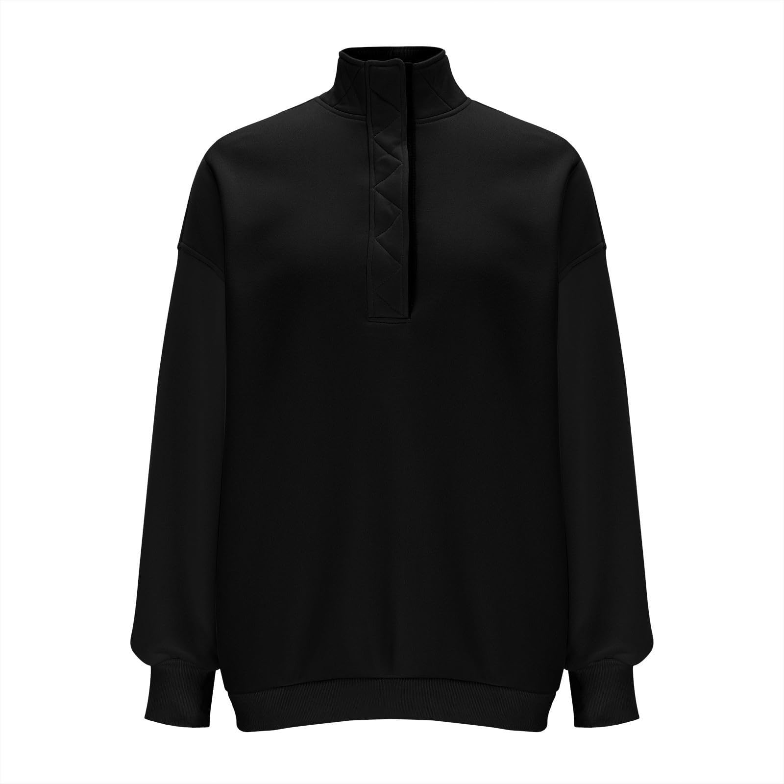 Sudadera Informal de Manga Larga con Cuello Redondo y Botones de Color Liso, Holgada, Suave y cómoda para Uso Diario.