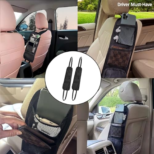 Autositz-Seitenorganisator,Faltbare Autositz Organizer Seite,Faltbare Auto Aufbewahrungstasche Netztaschen,Autositz Organizer,Multifunktionale Autositz Aufhängetasche für LKW,Van,SUV,Schwarz,2PCS