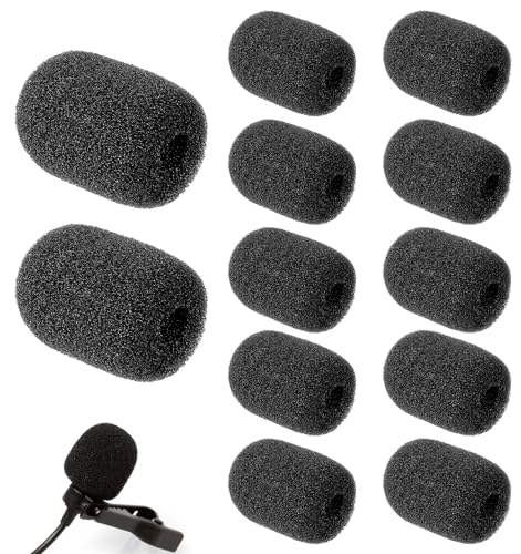 12 Pack Microphone Cover, Headset Microphone Covers Foam High-density Sponge Microphones Foams Windscreen Pop Filter Replacement for Headset Microphones (Black)