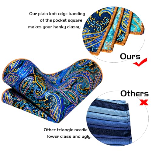 Image of 5PCS Mens Silk Tie, Pocket Square, Cufflinks, Drilled Tie Ring and Lapel Pin Set for Wedding Groom Party