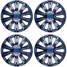 15 Inch Hubcaps Set of 4 ABS Material Wheel Rim Cover Only Fit for Iron Hub Black Lacquer & Blue Lacquer Hubcaps Snap on Hubcaps Wheel Covers Replacement Exterior Accessories for Car Pickup Truck