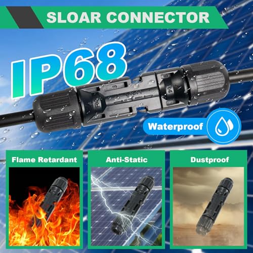 Image of 35PCS Solar Crimper Tool Kit, Solar Panel Cable MC4 Connectors 14-10AWG, 30 Pairs Male /Female Solar Connectors, 1PCS Solar Crimper, 1PCS Stripper, 2 PCS Spanner Wrench