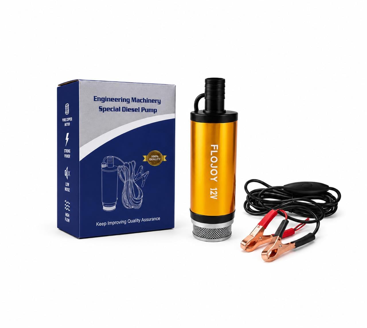 FLOJOY Asian Pumps 12V 38Mm 70W Stainless Steel Mini Submersible Pump Water Oil Diesel Fuel Transfer Pump For Car Oil Liquid Diesel For Car, Camping Truck, Caravans And Cans (Flow 20-30 Lpm)-image-4