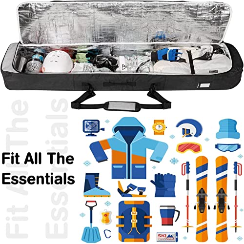 Foto von PENGDA Skitasche Skisack Gepolsterte Snowboardtasche 160cm 600D Wasserdichtes Polyester Fits Board, Bindungen, Schuhe, Jacke, Hose, Helm Unisex Tasche für Flugreisen für Ski 160cm
