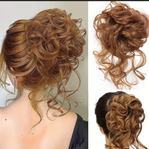 Shangxiu Extensões de cabelo com elásticos para o cabelo, extensões de cabelo sintético para mulheres e meninas (6 (Light Auburn)