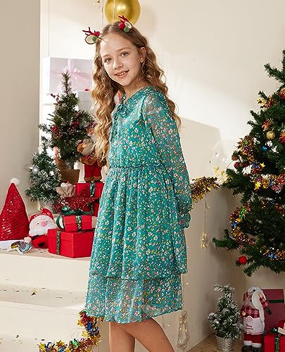Image of GRACE KARIN Girls Fall Long Sleeve Dress Formal Party Holiday Smocked Waist Midi Dresses 5-12Years
