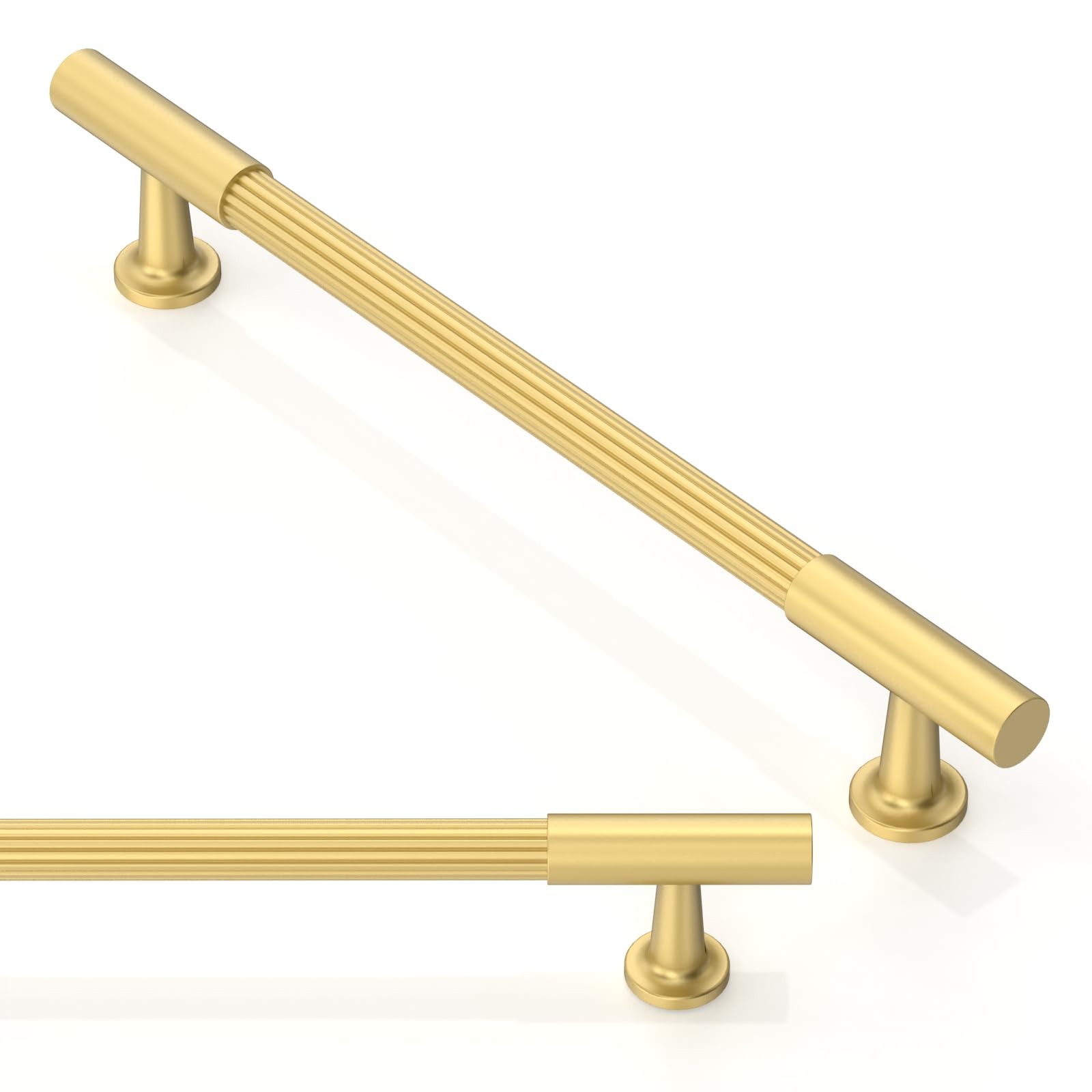 Asimerdeco 10 Pack Brushed Gold Cabinet Pulls 6.3 Inch(160mm) Kitchen Cupboard Handles Solid Heavy Duty Zinc Alloy Drawer Pulls