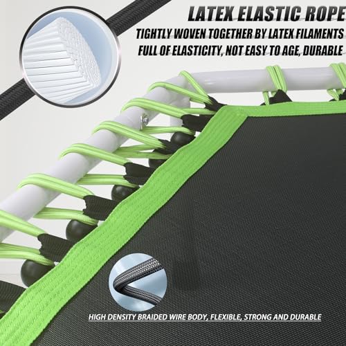 Newan Trampolim fitness de 121 cm com barra de alça ajustável, elástico elástico silencioso para tre