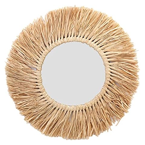 Annibells Large Dried Grass Sunburst Style Wall Mirror - 55cm Cover