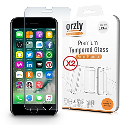 Orzly iPhone 8 Screen Protector [Twin Pack] Easy-Install Tempered Glass Screen Protector for iPhone 8 / iPhone 7, [3D Touch Compatible] Case Compatible Transparent Glass Screen Protectors [x2]