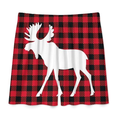 Mooses Buffalo Plaid Set Men's Satin Pajama Boxer Shorts Silk Feeling Lounge Sleep Underwear4