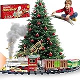 Christmas Train Set for Around The Tree with Lights & Sounds - Electric Holiday Train with Large Tracks for Kids Ages 4-8 - Fun Holiday Toy for Under The Christmas Tree