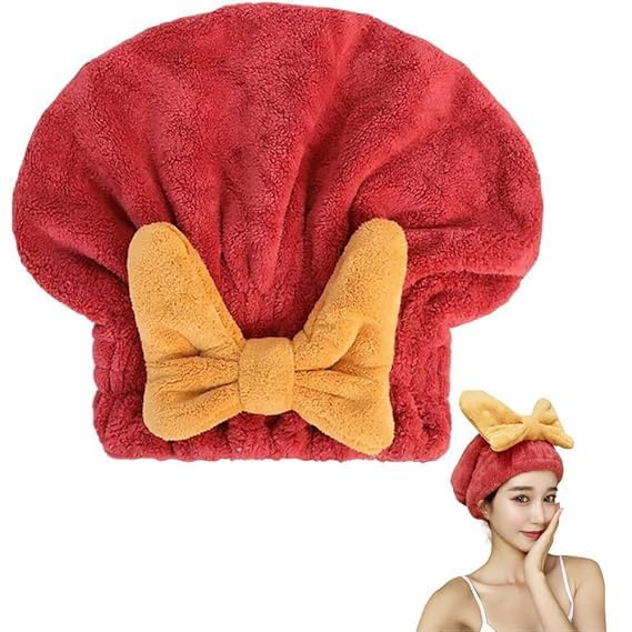 PREZONE Dry Magic Hair Turban Towel Microfiber Hair Wrap Hair Towel Head Twist Cap for Drying, Bath Spa, Shower Hair Drying Bow Towel(Pack of 1) Multicolour 4