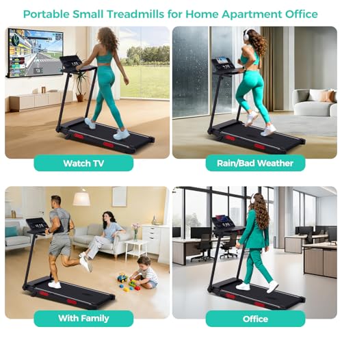 Image of Portable Treadmill for Home Small, Walking Pad with Handle Bar, 3.5HP Eelectric Walking Pad Treadmill with Handle Bar and Incline, Small Treadmills for Home Exercising, 0.6-10MPH, 400BS