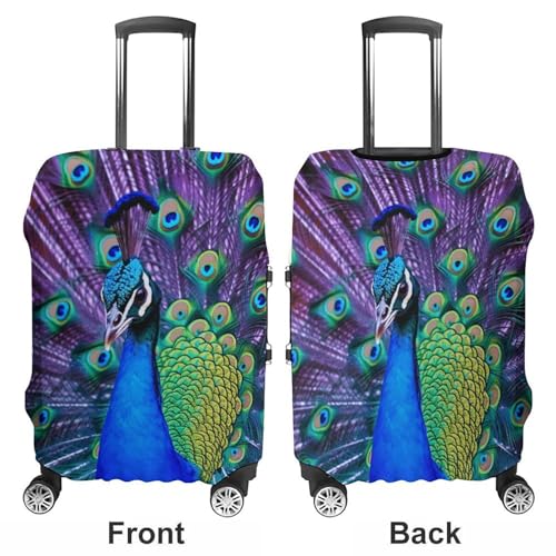 Beauty Peacock Luggage Cover, Washable Elastic Suitcase Cover Protector Fit 18-32 Inch Luggage3