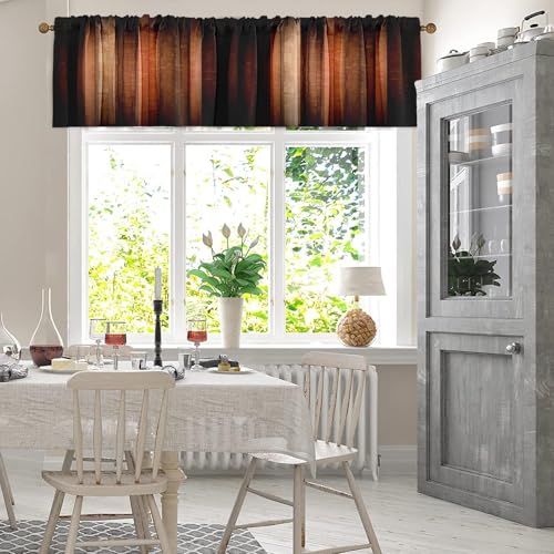 Emvency 4 Pack Valances Window Treatments, Orange Copper Vintage Stripe Blackout Adjustable for Living Room Bathroom Bedroom Kitchen Over Sink, 52x18 Inch Rod Pocket Valances by Emvency - Image 6