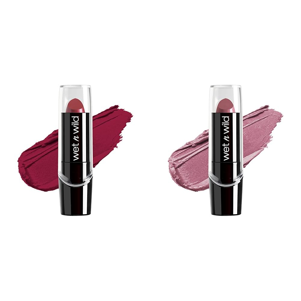 wet n wildSilk Finish Lip Stick Just Garnet 0.13oz & Secret Muse Pink Lipstick Hydrating Lip Color Bundle