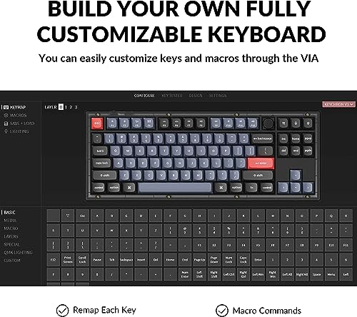 Image of Keychron V3 Wired Custom Mechanical Keyboard Knob Version, TKL QMK /VIA Programmable Macro with Hot-swappable K Pro Brown Switch Compatible with Mac Windows Linux (Frosted Black-Translucent)