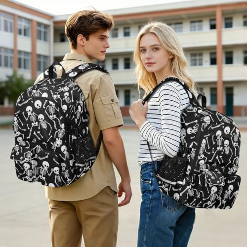 Mochilas de viaje de calavera negra de 44.5 cm para adolescentes y hombres 7
