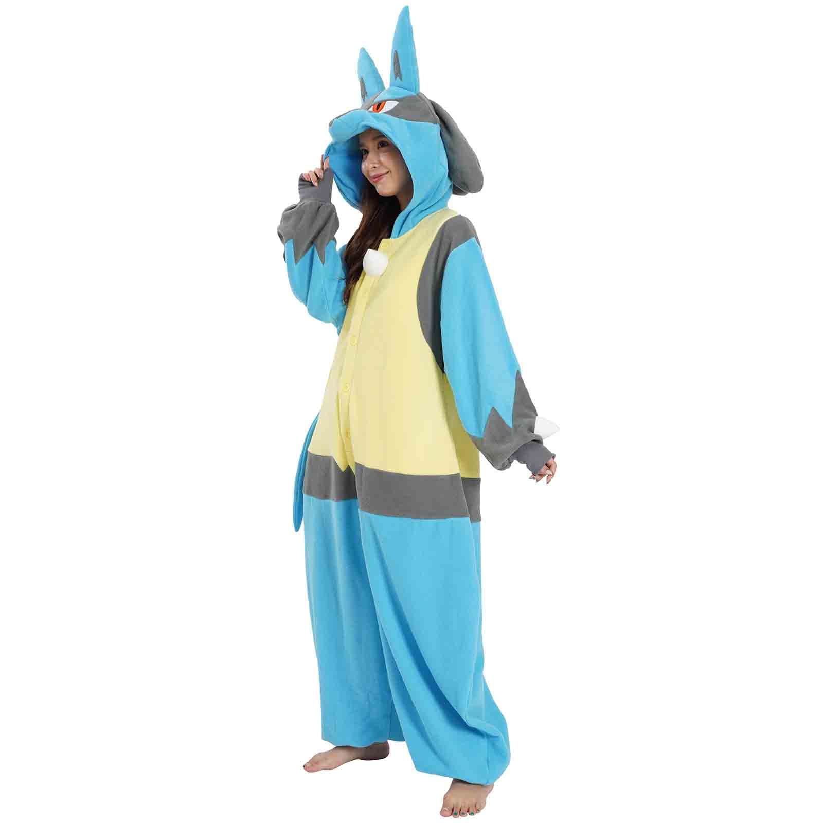 SAZAC Lucario Pokemon Adult Kigurumi - Premium Onesie Costume for Cosplay, Easy Care Halloween Outfit - Unisex
