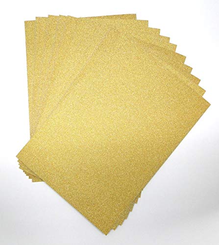 Lot de 10 feuilles de papier cartonné à paillettes dorées A4-250 g/m² - Papier cartonné pailleté sans acide - Doré