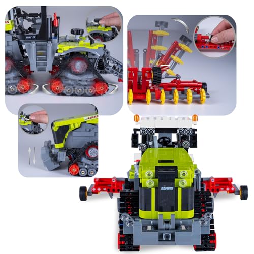 JAMARA 402856 CADA Claas Xerion 5000 Trac TS 1:32 Bricks, Kinder Landwirtschaft Spielzeug ab 8 Jahre, Technik für Jungs, Klemmbausteine Set, Geschenkidee für Kinder, Detailgetreu